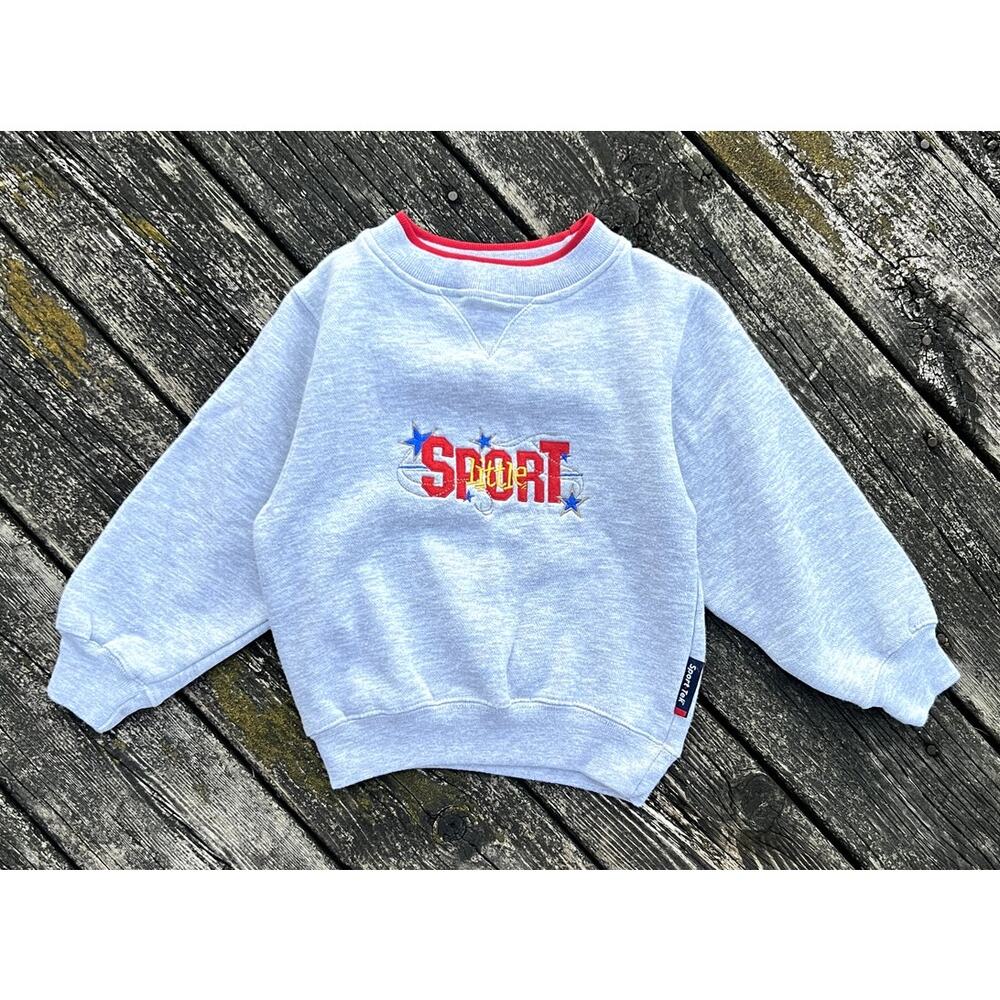 Sport-Tek Youth XS‎ Gray Little Sport Embroidered Fleece Sweatshirt VTG Retro